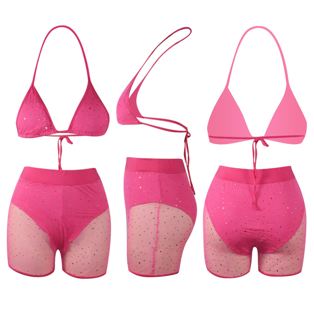 Sexy Push Up Bikinis Set Swimwear Women Swimsuits Bathing Suit Women Halter biquini See Through Short Beach Wear Bikini-47