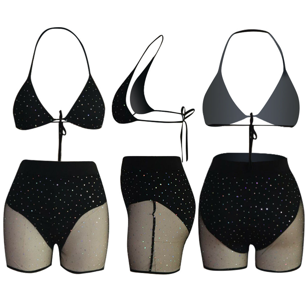 Sexy Push Up Bikinis Set Swimwear Women Swimsuits Bathing Suit Women Halter biquini See Through Short Beach Wear Bikini-28