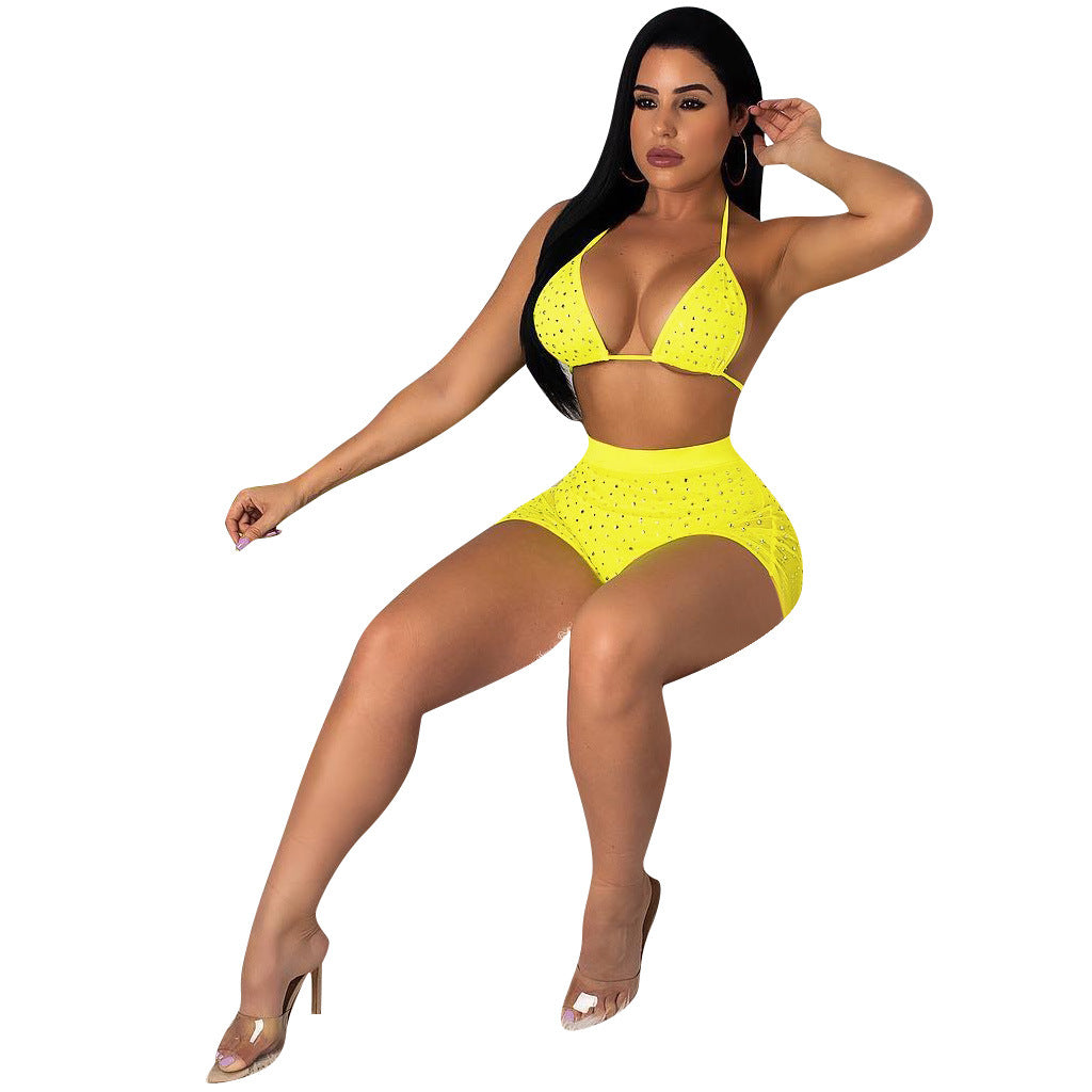 Sexy Push Up Bikinis Set Swimwear Women Swimsuits Bathing Suit Women Halter biquini See Through Short Beach Wear Bikini-83