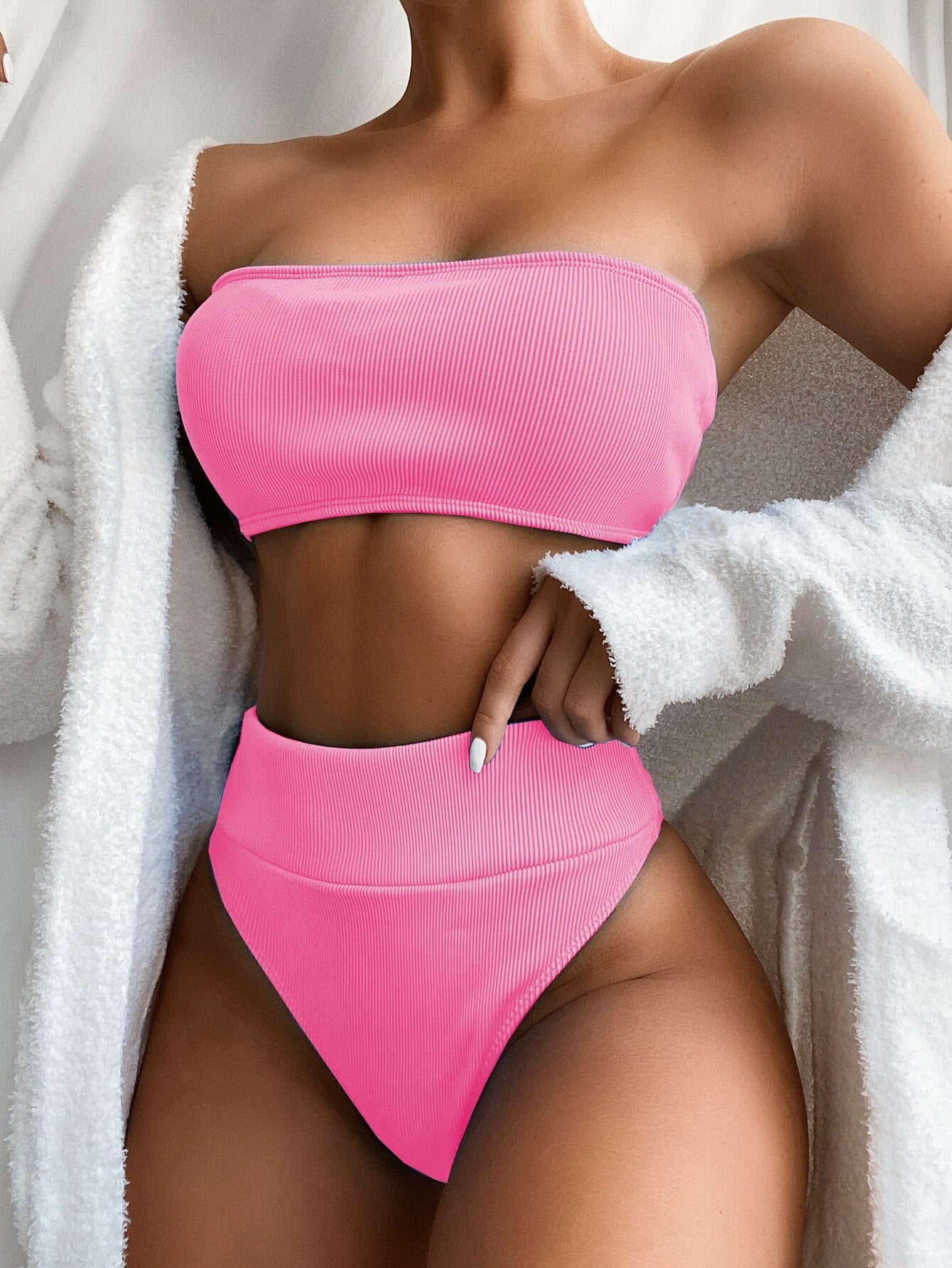 Women Bodycon Swimwear Suit Bikini Strapless Push Up High Waist Bikini Swimwear Bathing Suit Sexy Brazilian Bikini