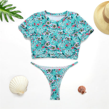 Sexy Floral Printed Bikini Women Swimwear Female Swimsuit Two Pieces Bikini Set Crop Top Bather Bathing Suit Swim