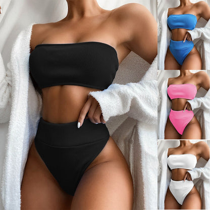 Women Bodycon Swimwear Suit Bikini Strapless Push Up High Waist Bikini Swimwear Bathing Suit Sexy Brazilian Bikini