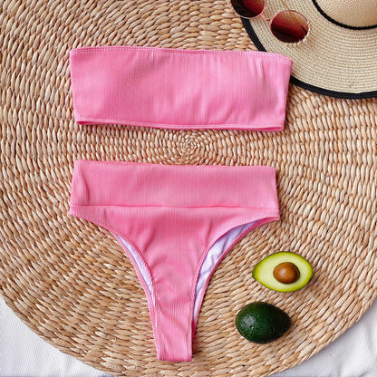 Women Bodycon Swimwear Suit Bikini Strapless Push Up High Waist Bikini Swimwear Bathing Suit Sexy Brazilian Bikini