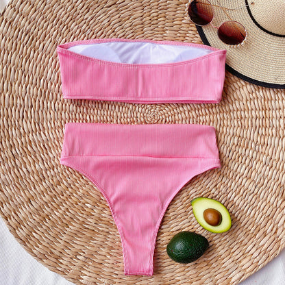 Women Bodycon Swimwear Suit Bikini Strapless Push Up High Waist Bikini Swimwear Bathing Suit Sexy Brazilian Bikini