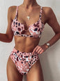 Leopard Snakeskin Bikini Set Bra Crop Top High Waist Thong Swimsuit Brazilian Beach Biquini Swimming Bohemian Bathing Suit