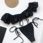 Off Shoulder Bikini Set Swimwear Sexy Bandage Suit Crop Top Tie Low Waist Thong Biquini Push Up Bikini Set Mujer Sweet Swimsuit