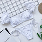 Off Shoulder Bikini Set Swimwear Sexy Bandage Suit Crop Top Tie Low Waist Thong Biquini Push Up Bikini Set Mujer Sweet Swimsuit