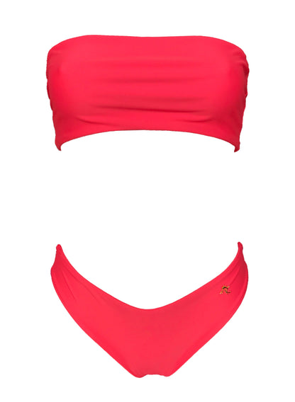 Zoey Bandeau Top & Classic Bottom - Coral
